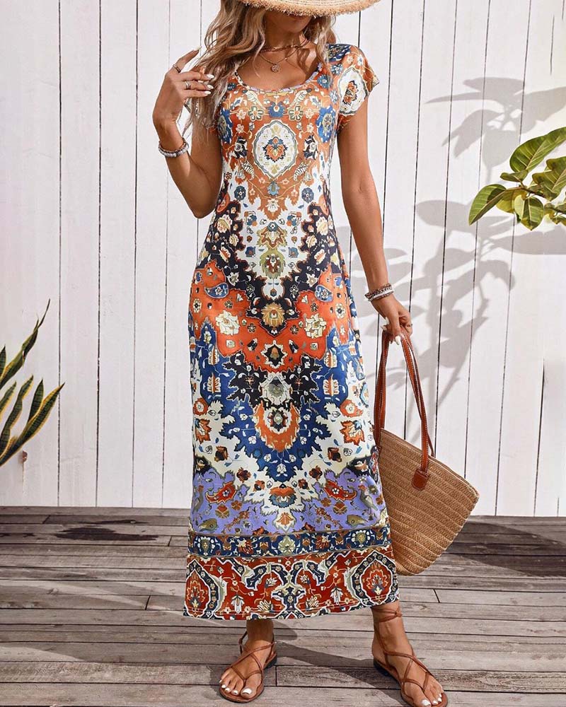 Women's Bohemian Print Maxi Dress