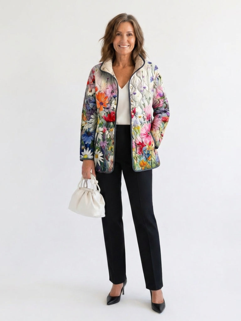 Veste matelassée fleurie pour femme