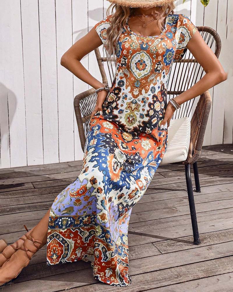 Women's Bohemian Print Maxi Dress