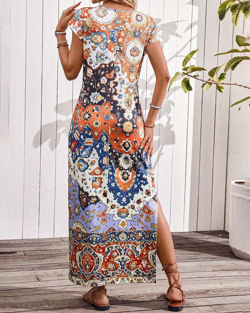 Women's Bohemian Print Maxi Dress