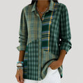 Camicia a quadri patchwork da donna dalla vestibilità comoda con bottoni