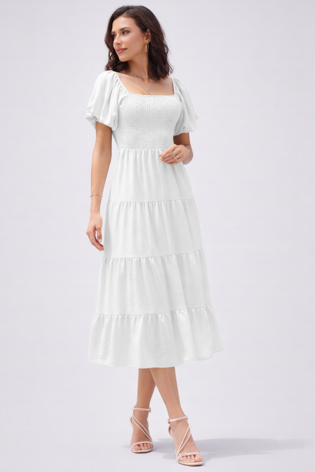 Women's Tiered Midi Dress for Elegant Summer and Everyday Styling