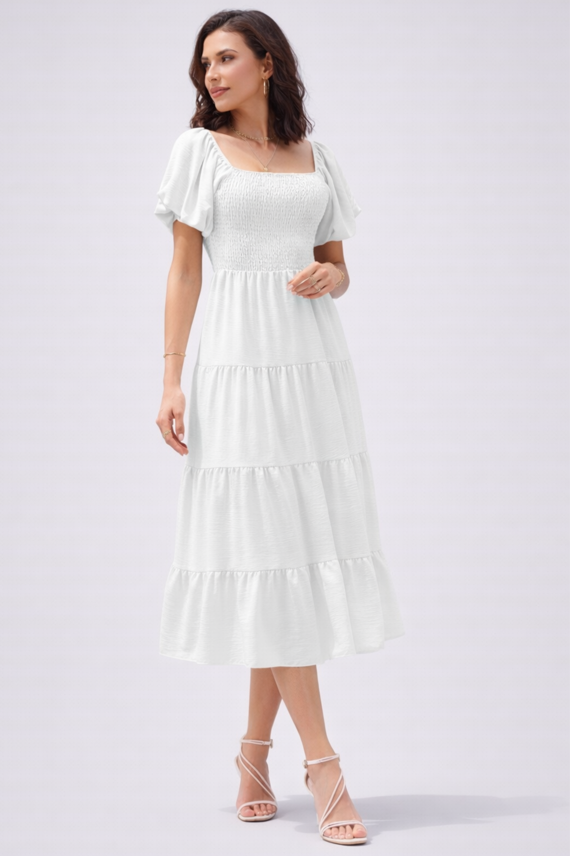 Women's Tiered Midi Dress for Elegant Summer and Everyday Styling