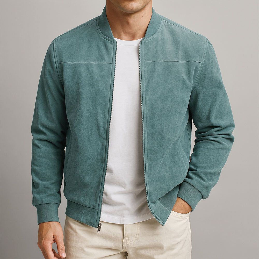 Blouson aviateur classique en daim pour homme