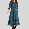 Abito midi da donna a fiori con taglio ad A