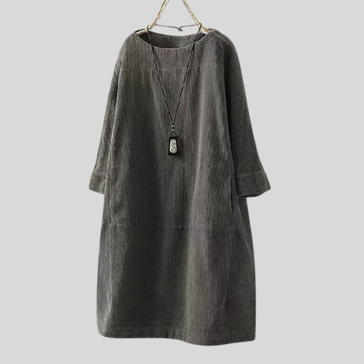 Abito da donna in velluto a coste dalla vestibilità comoda con tasche
