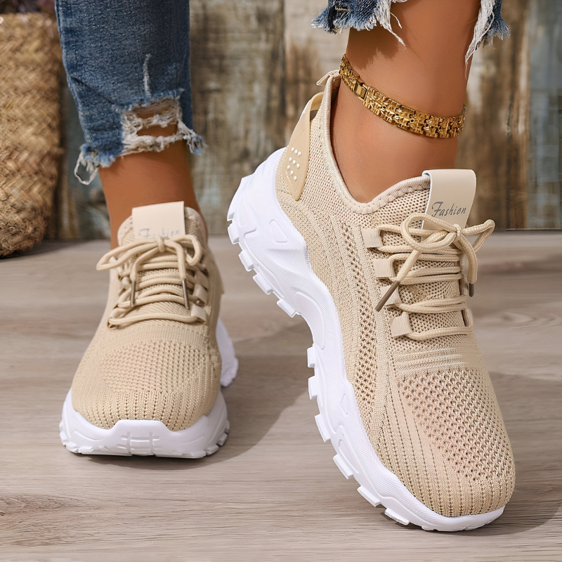 Damskie oddychające, lekkie, sznurowane sneakersy do chodzenia