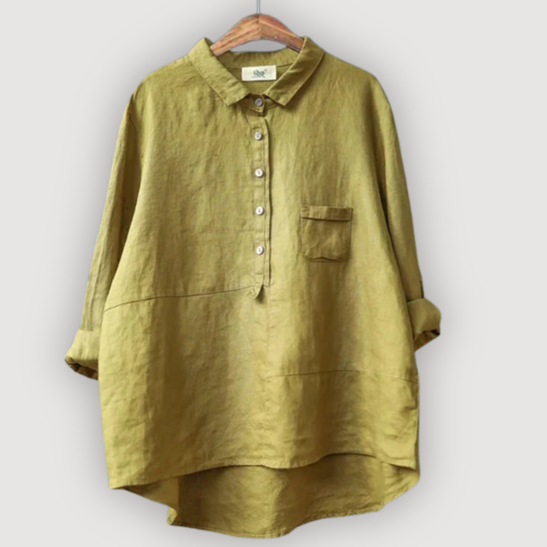 Camicia tunica da donna dalla vestibilità comoda con mezza abbottonatura a bottoni