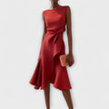 Elegantes ärmelloses Midi-Bodycon-Kleid für Damen mit Rüschendetail in der Taille