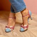 Damen Pumps mit Schleifenakzent, Knöchelriemen und Blockabsatz