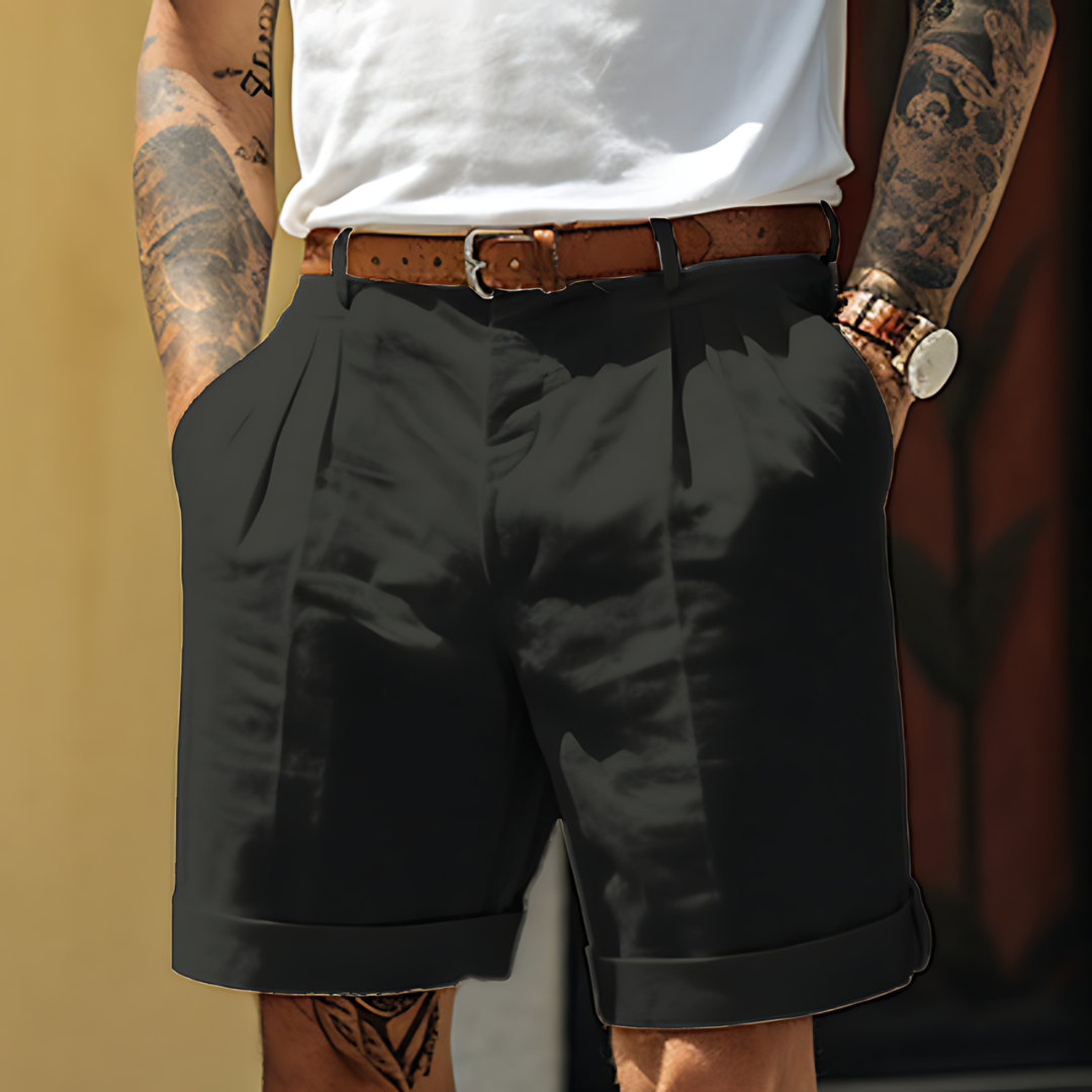 Men's Tailored Cotton Shorts with Pleated Front for Smart Casual Wear