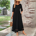 Women's Elegant Mesh Trim Maxi Dress