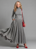 Women’s Turtleneck Pleated Maxi Dress