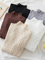 Women's Mock Neck Cable Knit Sweater with Long Sleeves