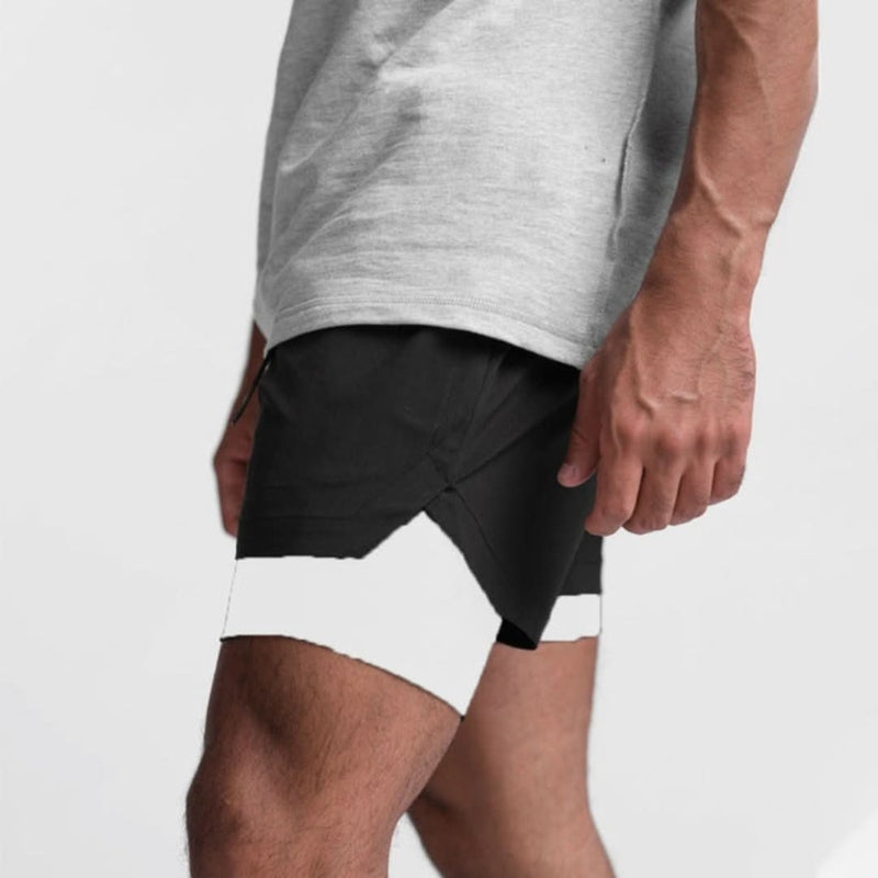 Men's 2-in-1 Sports Shorts with Inner Compression Layer for Training