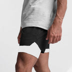 Men's 2-in-1 Sports Shorts with Inner Compression Layer for Training