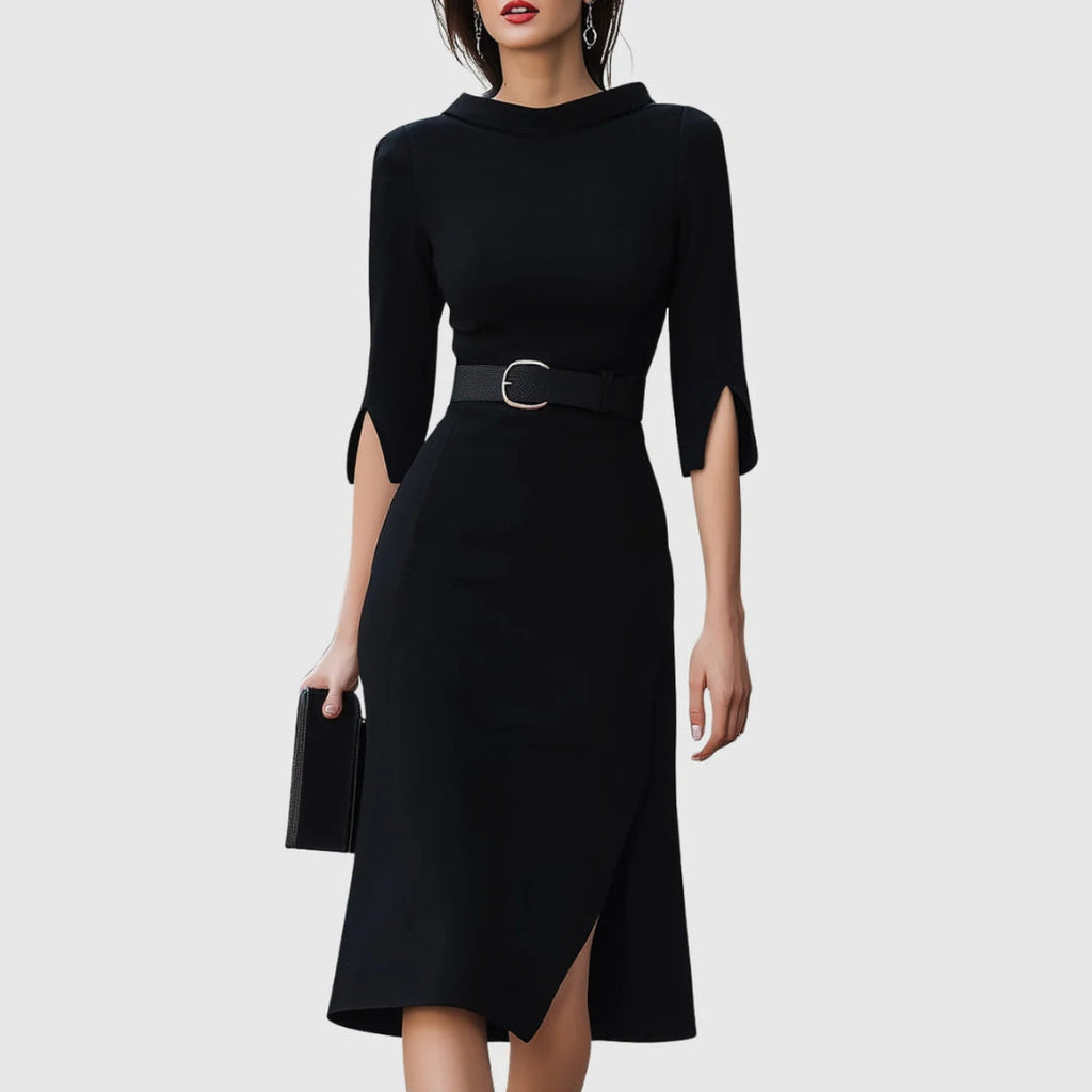 Elegantes Midikleid für Damen mit Gürtel und tailliertem Schnitt für zeitlosen Stil