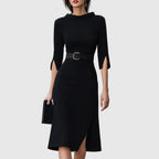 Elegantes Midikleid für Damen mit Gürtel und tailliertem Schnitt für zeitlosen Stil