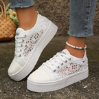 Zapatillas de plataforma para mujer con paneles de encaje floral