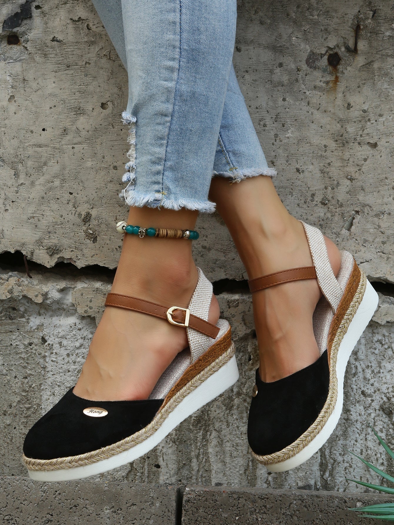 Women's Wedge Espadrille Sandals with Adjustable Ankle Strap for Everyday Wear