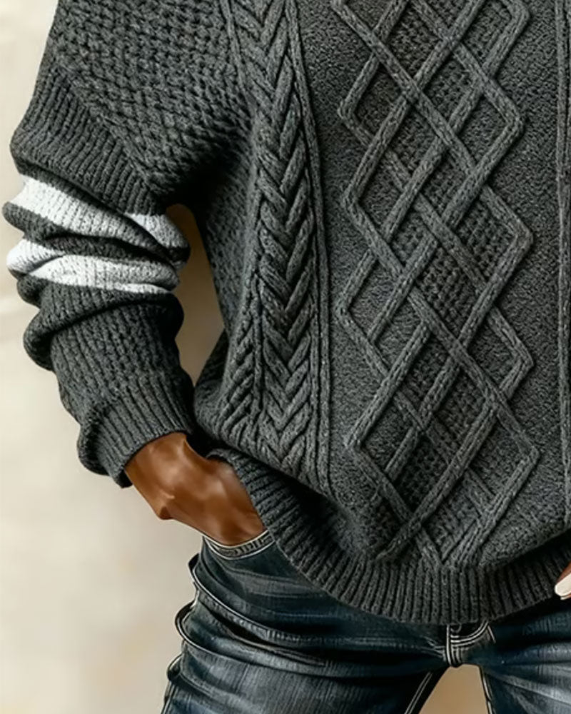 Women’s Asymmetric Cable Knit Buckle Sweater
