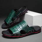 Komfortable slip-on-sandaler til mænd med krokodillestruktur