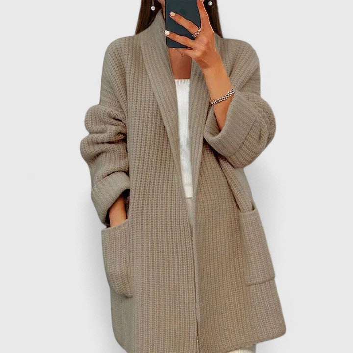 Women's Textured Open-Front Longline Coat