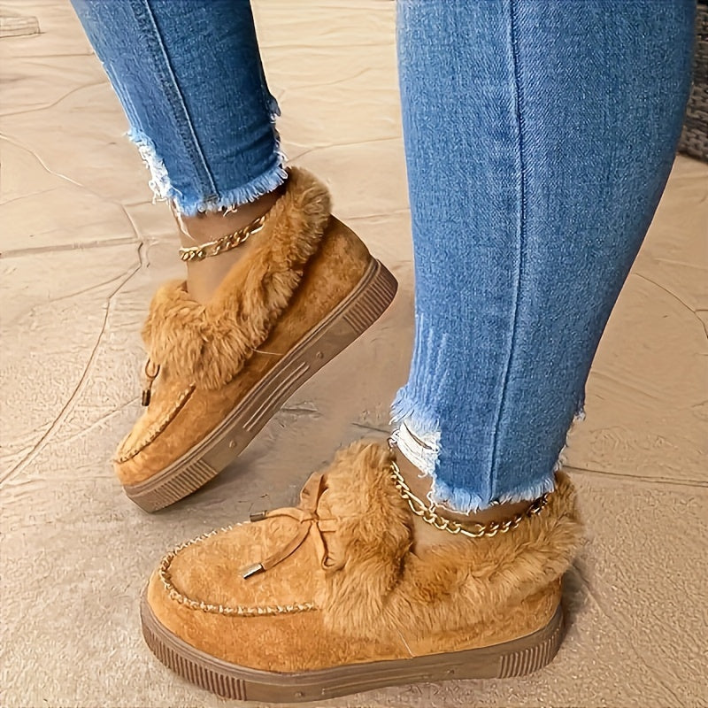 Mocassins pour femmes à bordure en fausse fourrure