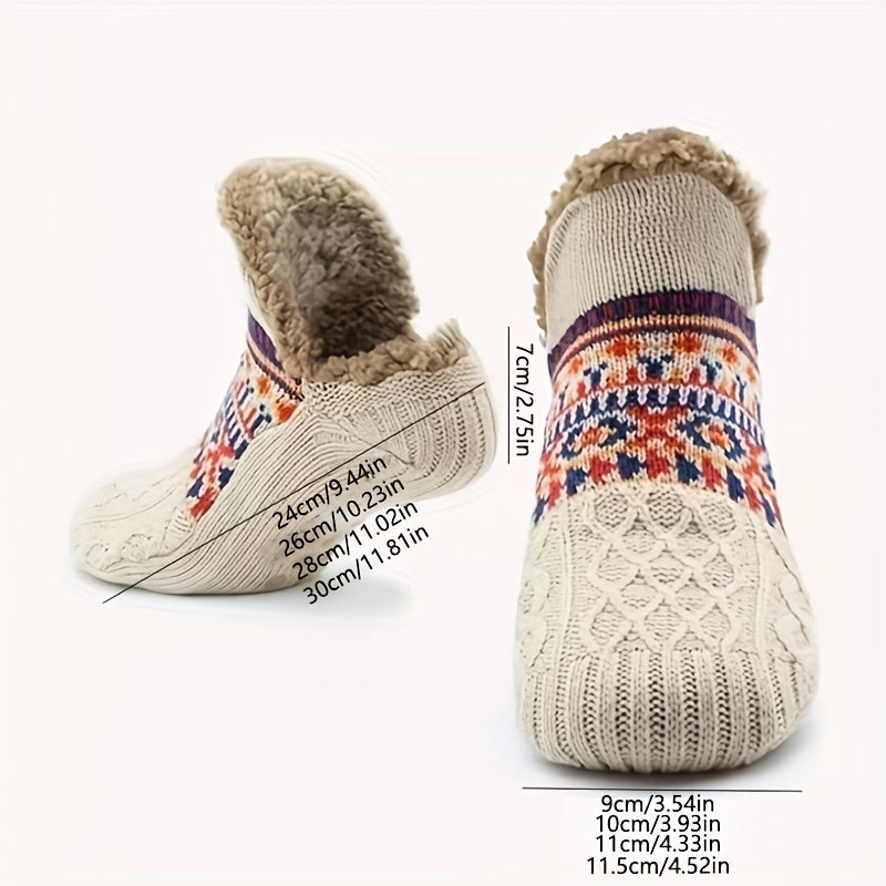 Men’s Fair Isle Knit Winter Slipper Socks