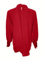Damen Schleifenkragen-Bluse mit fließender Passform und eleganten langen Ärmeln