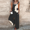 Damen Jumpsuit mit Blumenmuster, weitem Bein, verstellbaren Trägern und Taschen