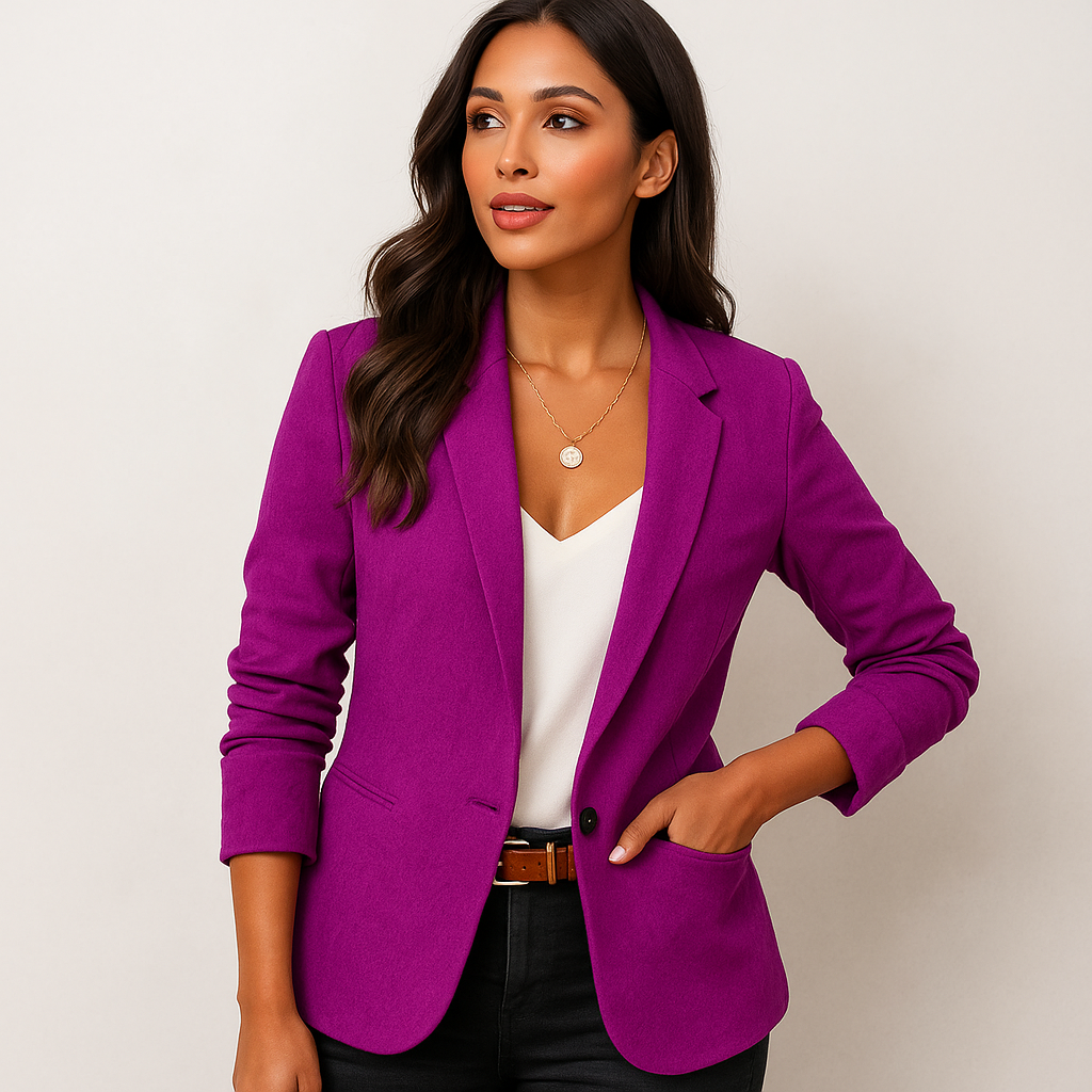 Women Tailored Blazer with Slim Fit and Classic Lapel Elegant Design