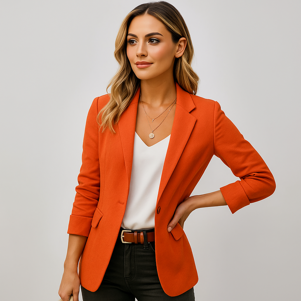 Women Tailored Blazer with Slim Fit and Classic Lapel Elegant Design