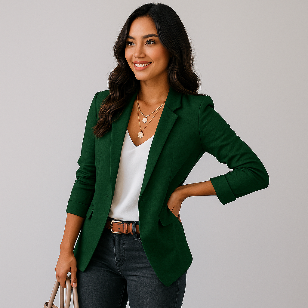 Women Tailored Blazer with Slim Fit and Classic Lapel Elegant Design