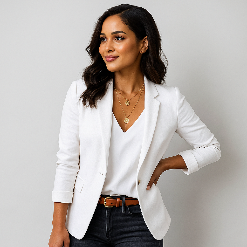 Women Tailored Blazer with Slim Fit and Classic Lapel Elegant Design
