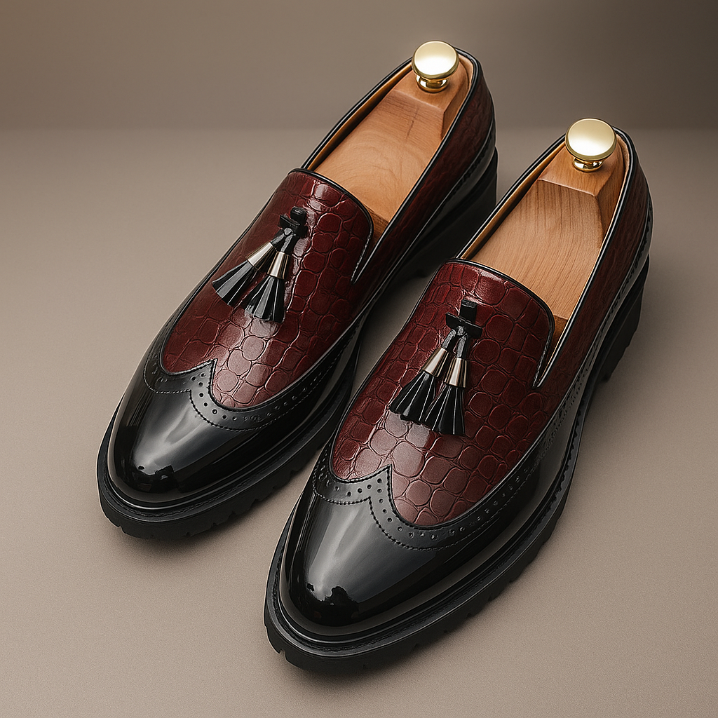 Men's Croc Embossed Tassel Loafers