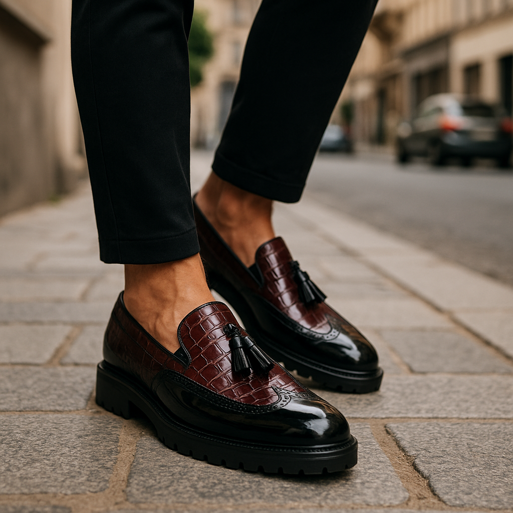 Men's Croc Embossed Tassel Loafers