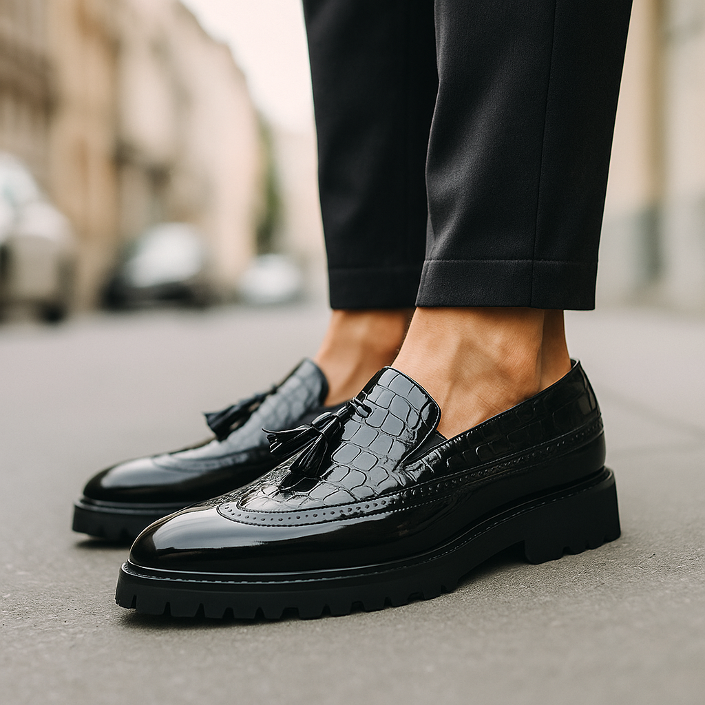 Men's Croc Embossed Tassel Loafers