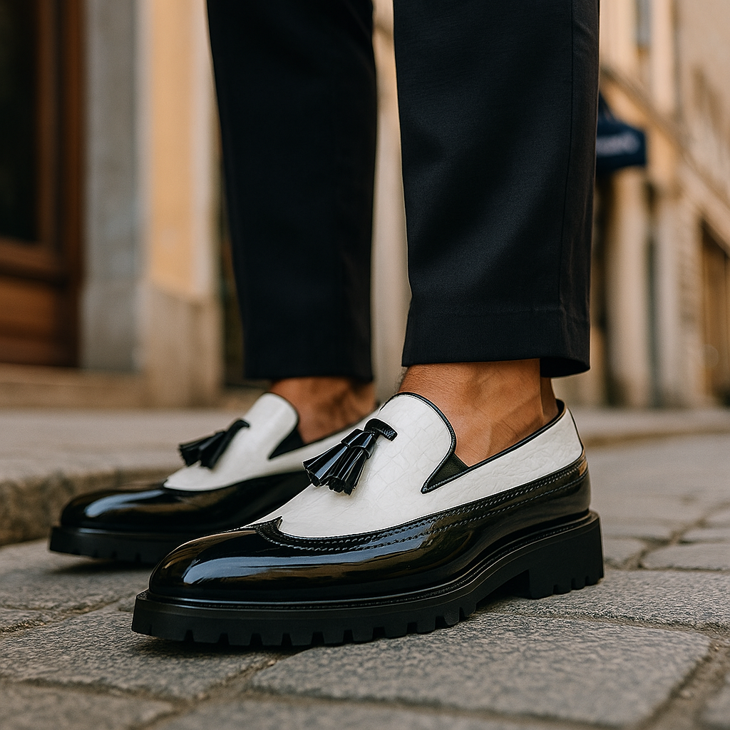 Men's Croc Embossed Tassel Loafers
