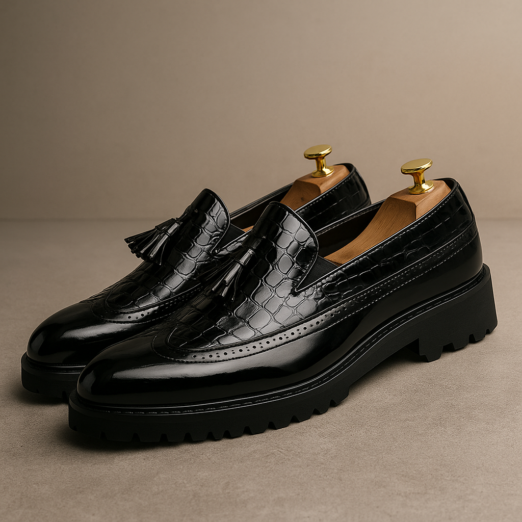 Men's Croc Embossed Tassel Loafers