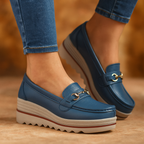 Dames loafers med plateau og hestebidspynt