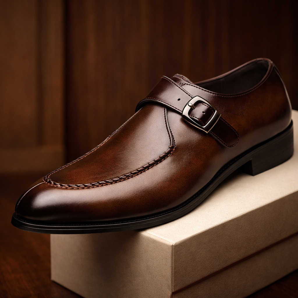 Dressloafers för herr med spänne och rem