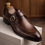 Dressloafers för herr med spänne och rem