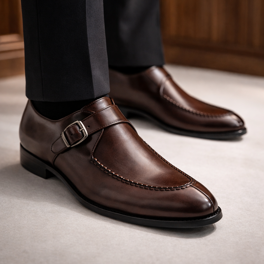 Dressloafers för herr med spänne och rem