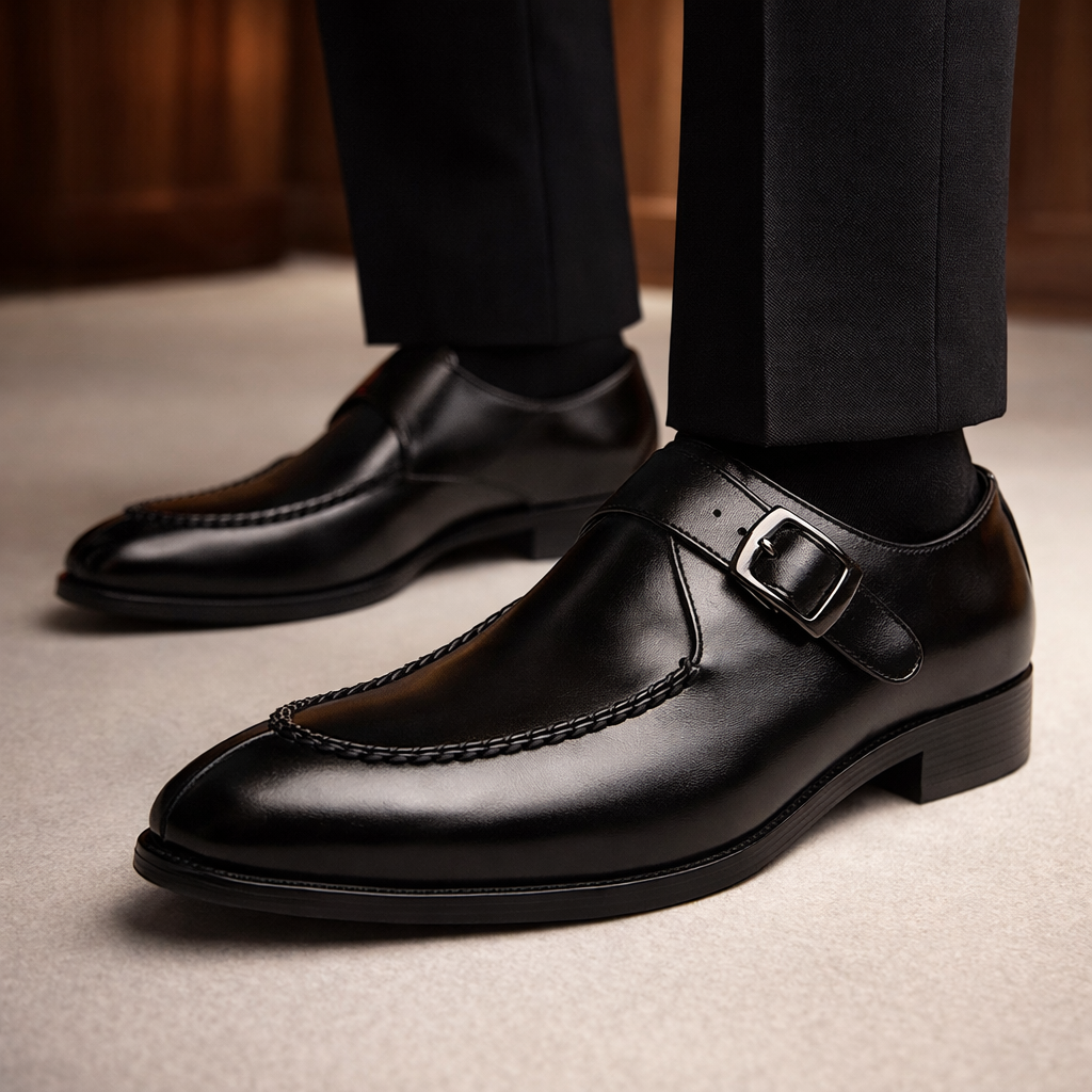 Dressloafers för herr med spänne och rem