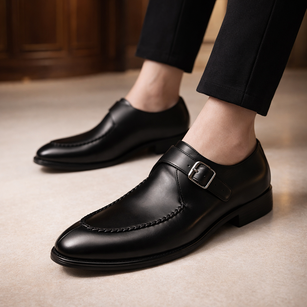 Dressloafers för herr med spänne och rem