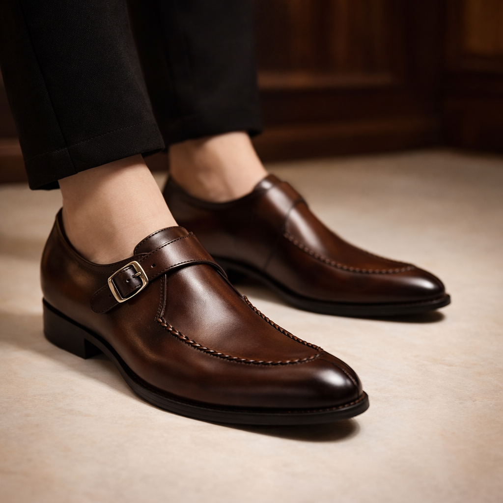 Dressloafers för herr med spänne och rem