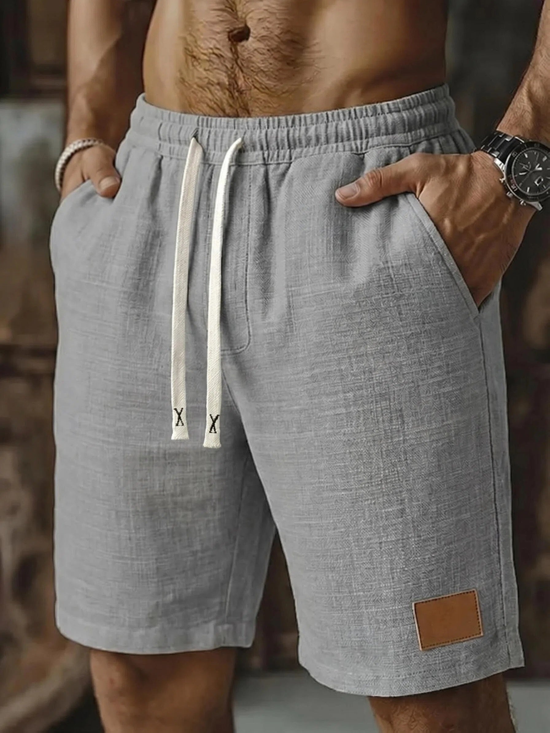 Men's Textured Drawstring Lounge Shorts