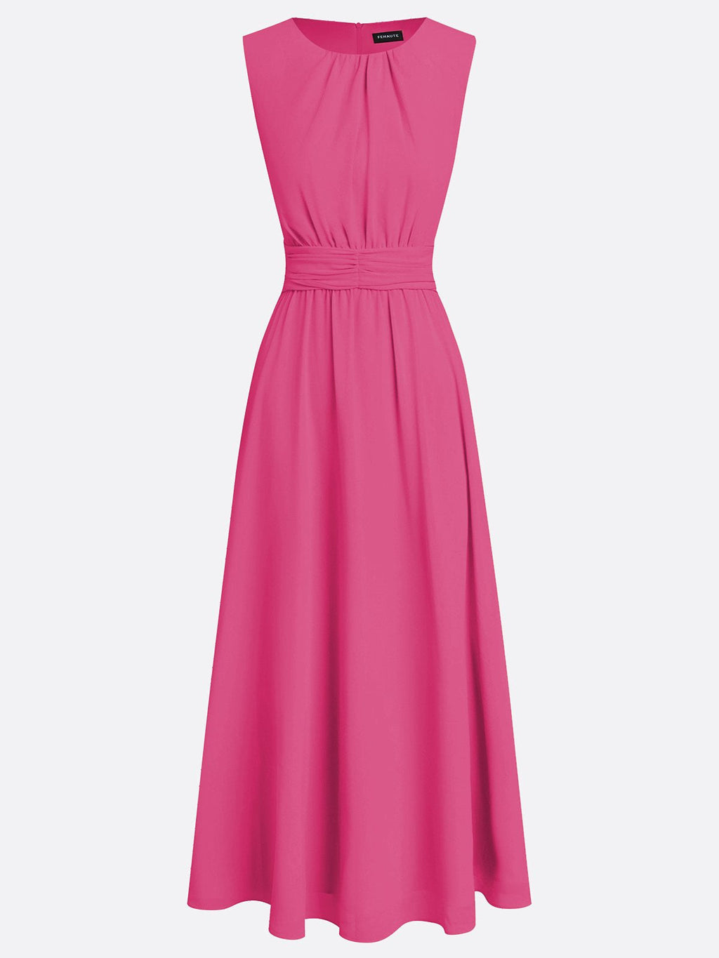 Ärmelloses Chiffon-Maxikleid für Damen mit geraffter Taille und fließendem Saum