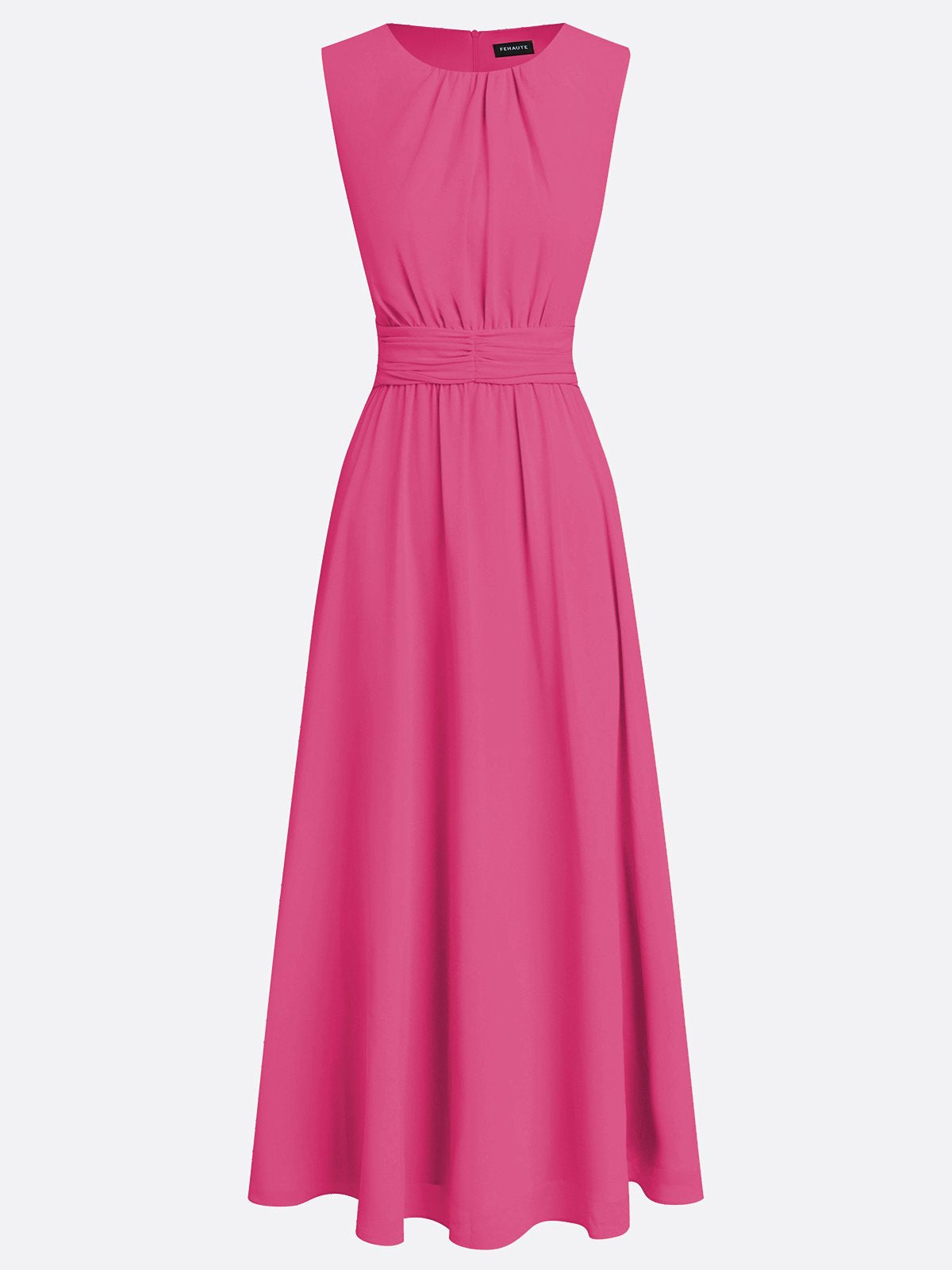 Ärmelloses Chiffon-Maxikleid für Damen mit geraffter Taille und fließendem Saum